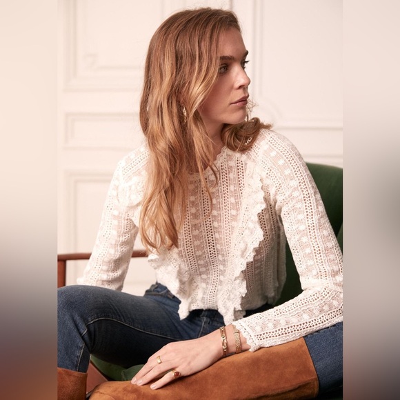 Sezane Madeleine Lace Blouse White - Picture 14 of 16